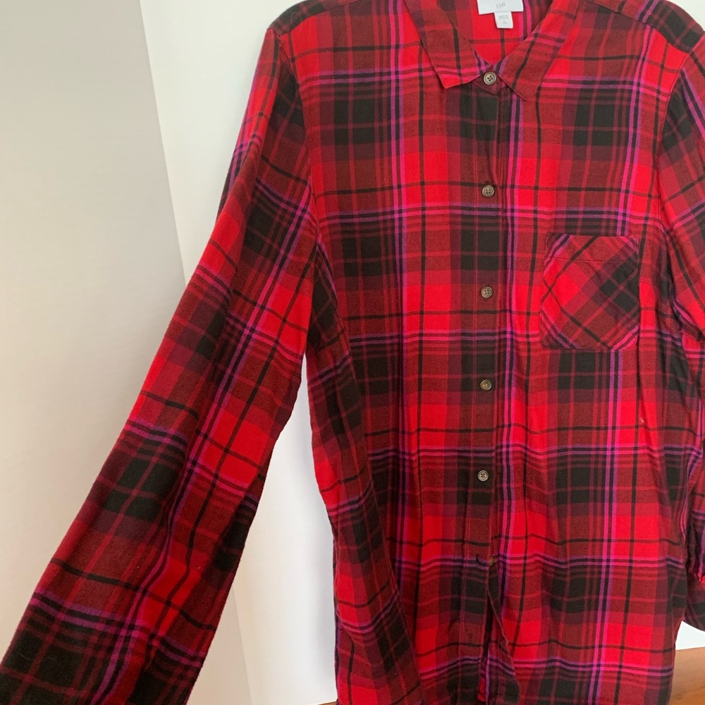 J. Jill Vibrant Red Plaid Woman’s Shirt